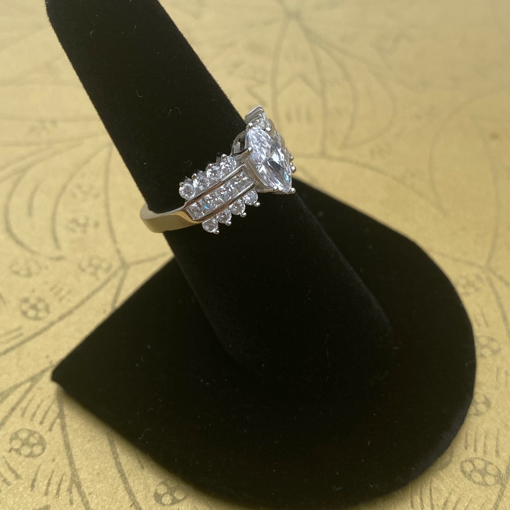 Wedding Ring Marquises CZ Diamond Sterling Silver Size 7